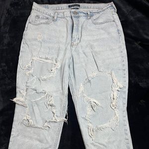 ripped light washed mom jeans